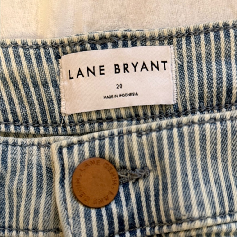 Lane Bryant Railroad Strip Boyfriend Capri Jeans - Picture 6 of 13
